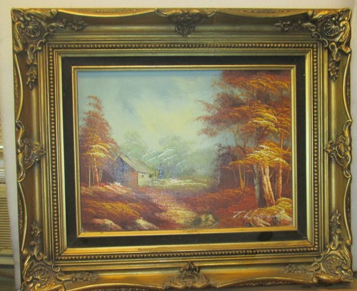 Oil canvas cabin by - oil, on